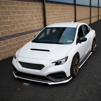 JDMuscle 22-25 WRX CS Style V1 front bumper grille in paint-matched and gloss black finish for Subaru WRX.
