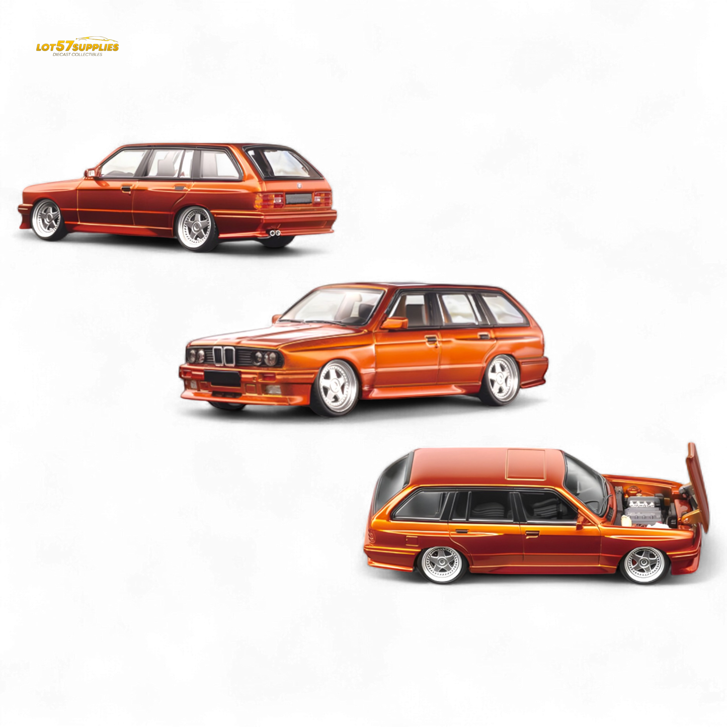 Mortal BMW E30 Cambered Sunset Orange 1:64 - Evergreen Kings