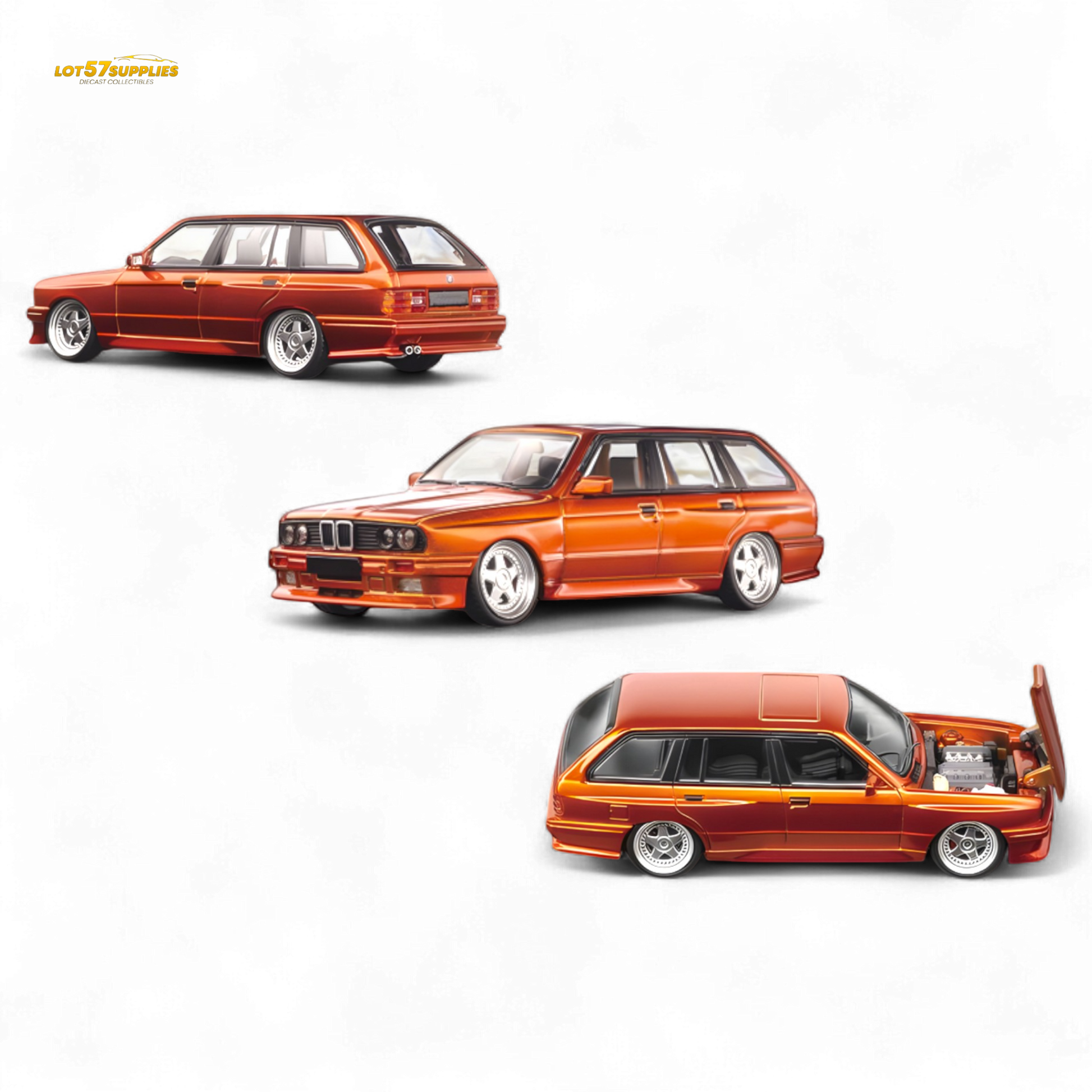 Mortal BMW E30 Cambered Sunset Orange 1:64 - Evergreen Kings