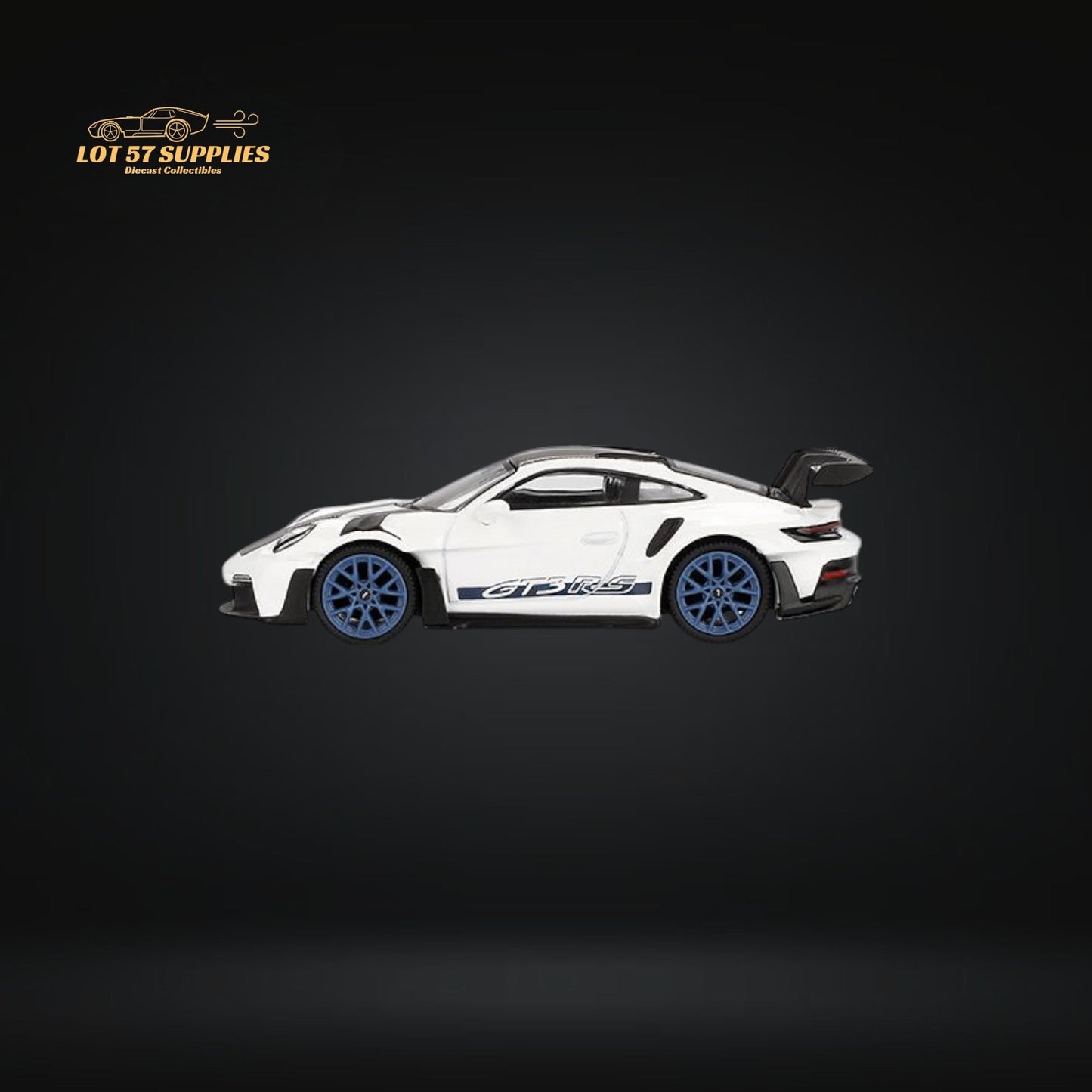 Mini GT Porsche 911 GT3 RS Weissach Package diecast model in 1:64 scale, detailed Porsche sports car replica.