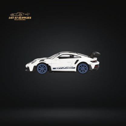 Mini GT Porsche 911 GT3 RS Weissach Package diecast model in 1:64 scale, detailed Porsche sports car replica.