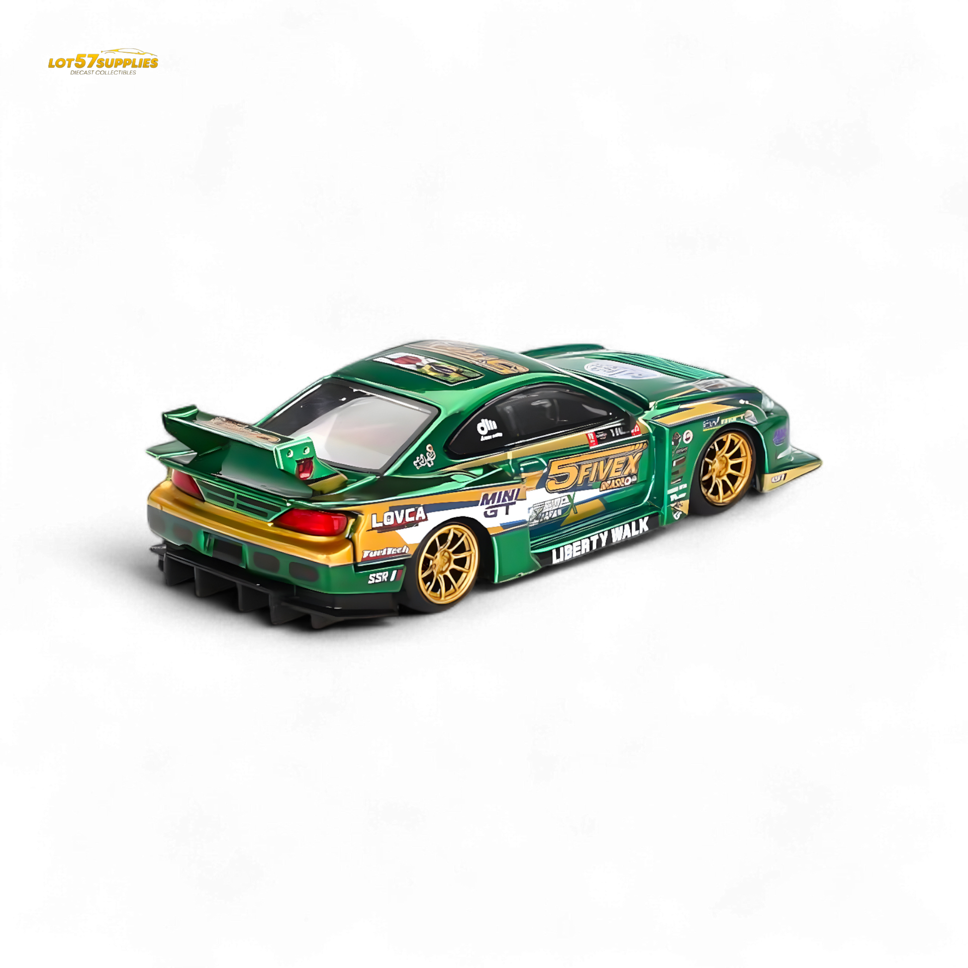 Mini-GT Nissan S15 Silvia LB-Super Silhouette 2024 diecast model by Lot57Supplies, detailed 1:64 scale car with racing design