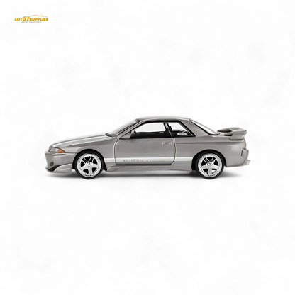 Mini GT Nissan Skyline GT-R R32 Veilside Combat grey diecast model, 1:64 scale, detailed Nissan sports car by Lot57Supplies Diecast Shop