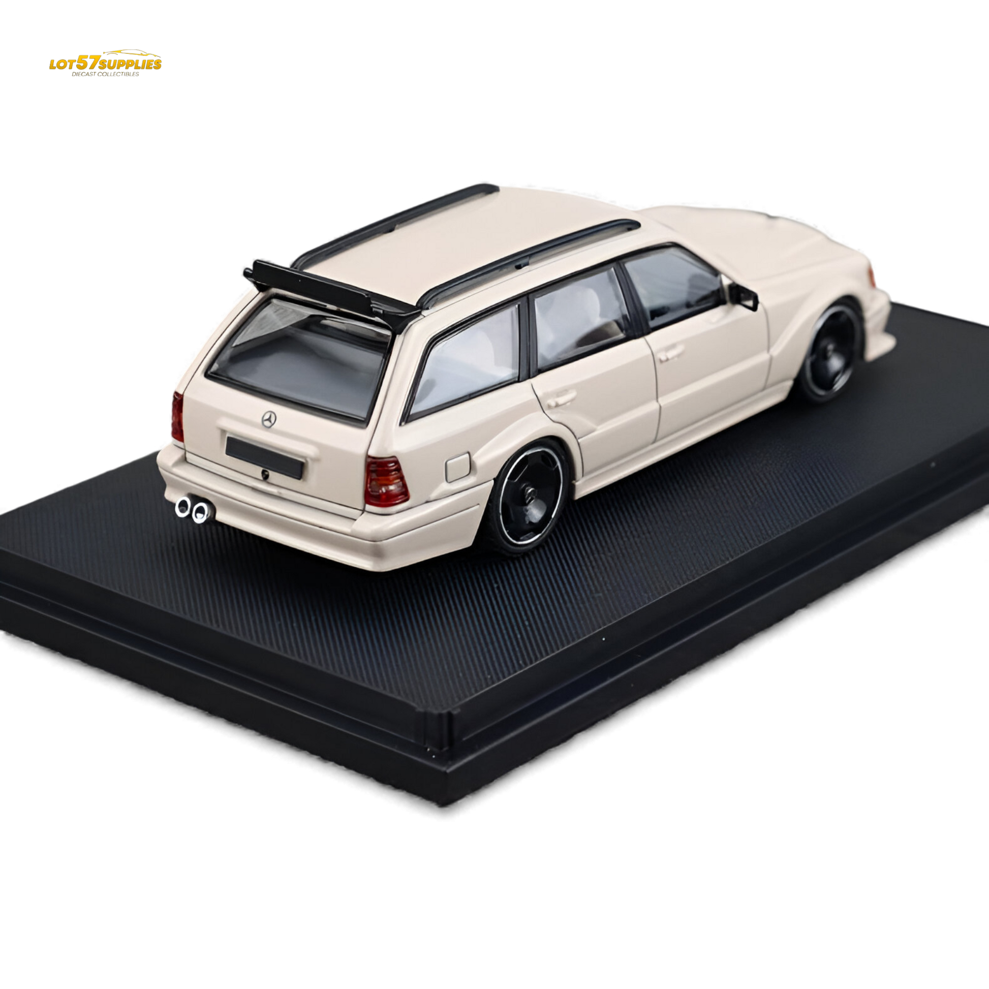 Diecast Mercedes-Benz S124 in milk tea color, 1:64 scale, from Mortal Mercedes-Benz collection by Lot57Supplies Diecast Shop.