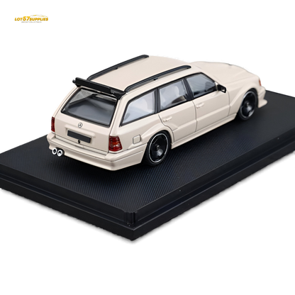 Diecast Mercedes-Benz S124 in milk tea color, 1:64 scale, from Mortal Mercedes-Benz collection by Lot57Supplies Diecast Shop.