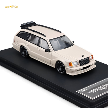 Diecast Mercedes-Benz S124 in milk tea color, 1:64 scale, from Mortal Mercedes-Benz series by Lot57Supplies Diecast Shop.