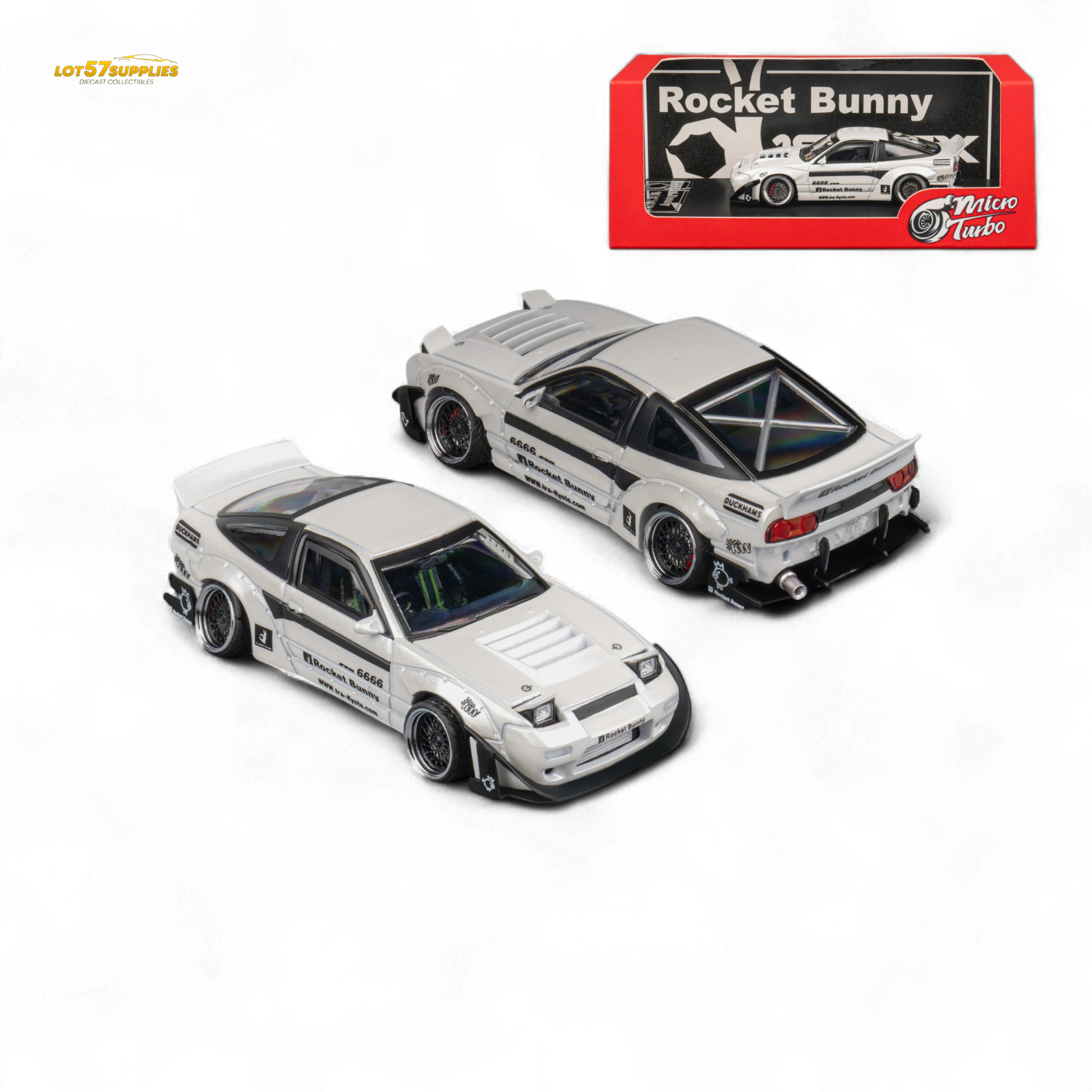 MicroTurbo Nissan 180SX Pandem Rocket Bunny White 1:64
