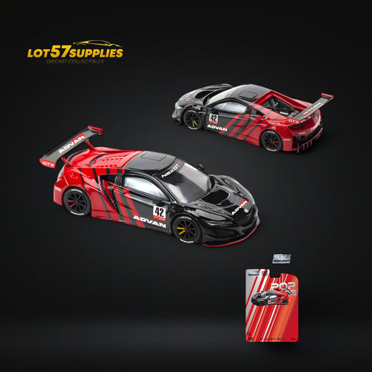 Pre-order Honda NSX GT3 EVO22 diecast model in 1:64 scale with ADVAN branding, detailed racing car by Lot57Supplies Diecast Shop.
