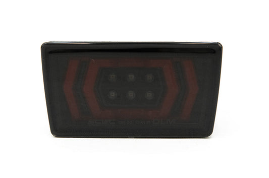 OLM Vector F1 Light for 2022+ Subaru WRX, smoke lens with red bar, high-performance automotive lighting system.