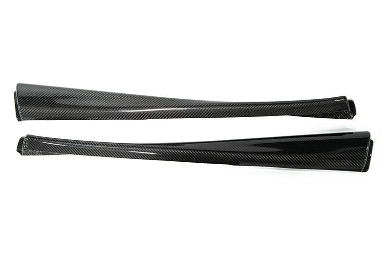 OLM LE carbon fiber upper front door panel for 2022+ Subaru WRX interior trim, showcasing sleek black textured finish.