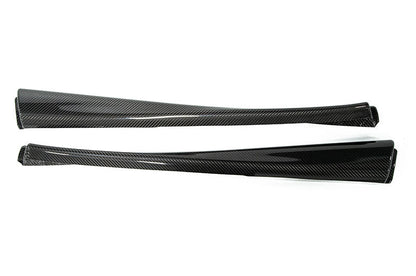 OLM LE carbon fiber upper front door panel for 2022+ Subaru WRX interior trim, showcasing sleek black textured finish.
