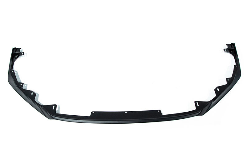 OLM S Style matte black front lip for 2022+ Subaru WRX, aerodynamic automotive styling accessory, shown mounted on vehicle.