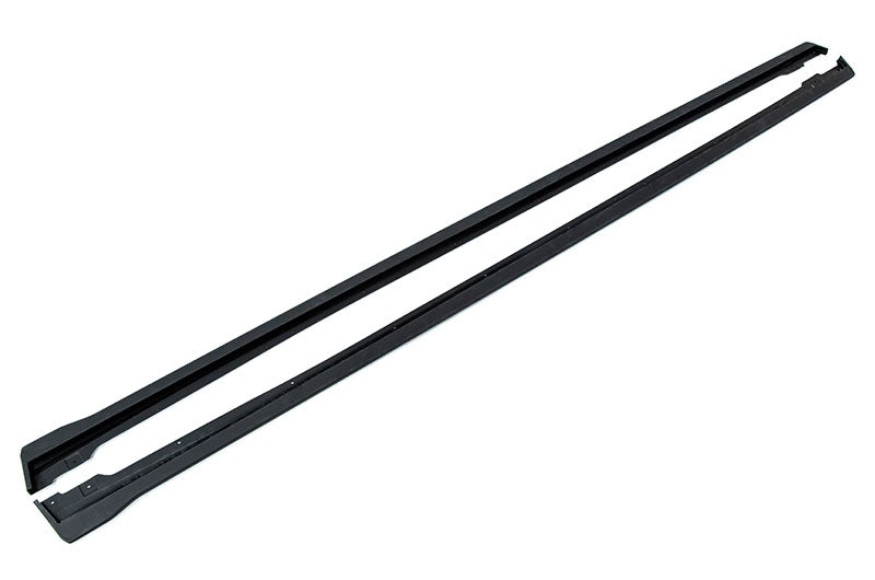 OLM S Style Side Skirts in matte black on a 2022+ Subaru WRX, exterior accessories enhancing vehicle's sporty look.
