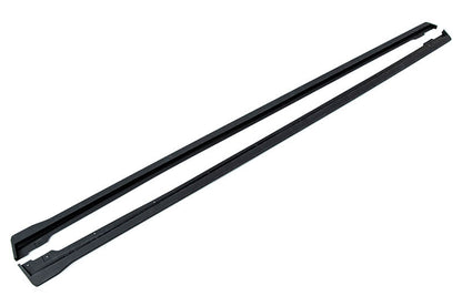OLM S Style Side Skirts in matte black on a 2022+ Subaru WRX, exterior accessories enhancing vehicle's sporty look.