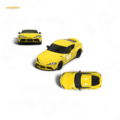 Yellow OM Model Toyota Supra A90 Initial D ghost diecast car, 1:64 scale, detailed toy vehicle from Lot57Supplies Diecast Shop