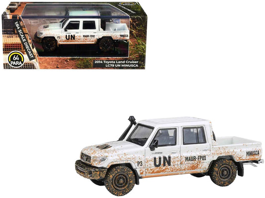 2014 Toyota Land Cruiser LC 79 Pickup Truck "UN MINUSCA" White (Dirty Version) 1/64 Diecast Model Car by Paragon Models