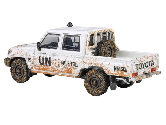 2014 Toyota Land Cruiser LC 79 Pickup Truck "UN MINUSCA" White (Dirty Version) 1/64 Diecast Model Car by Paragon Models
