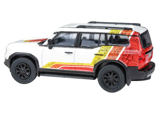 2024 Toyota Land Cruiser 250 Prado White with "TRD" Stripes 1/64 Diecast Model Car by Paragon Models