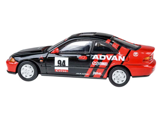1995 Honda Civic Coupe EJ1 #94 "Autocross - ADVAN" Black and Red 1/64 Diecast Model Car by Paragon Models
