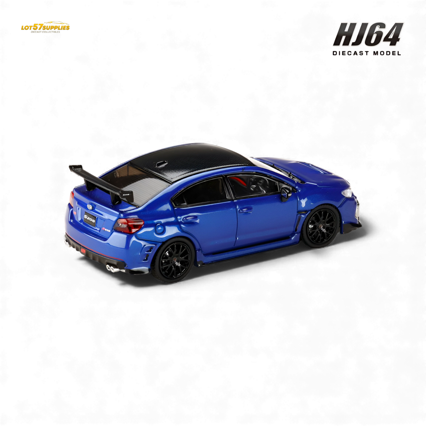 Blue Pearl Subaru S208 WR diecast model in 1:64 scale by Hobby Japan, featuring detailed exterior and realistic design.