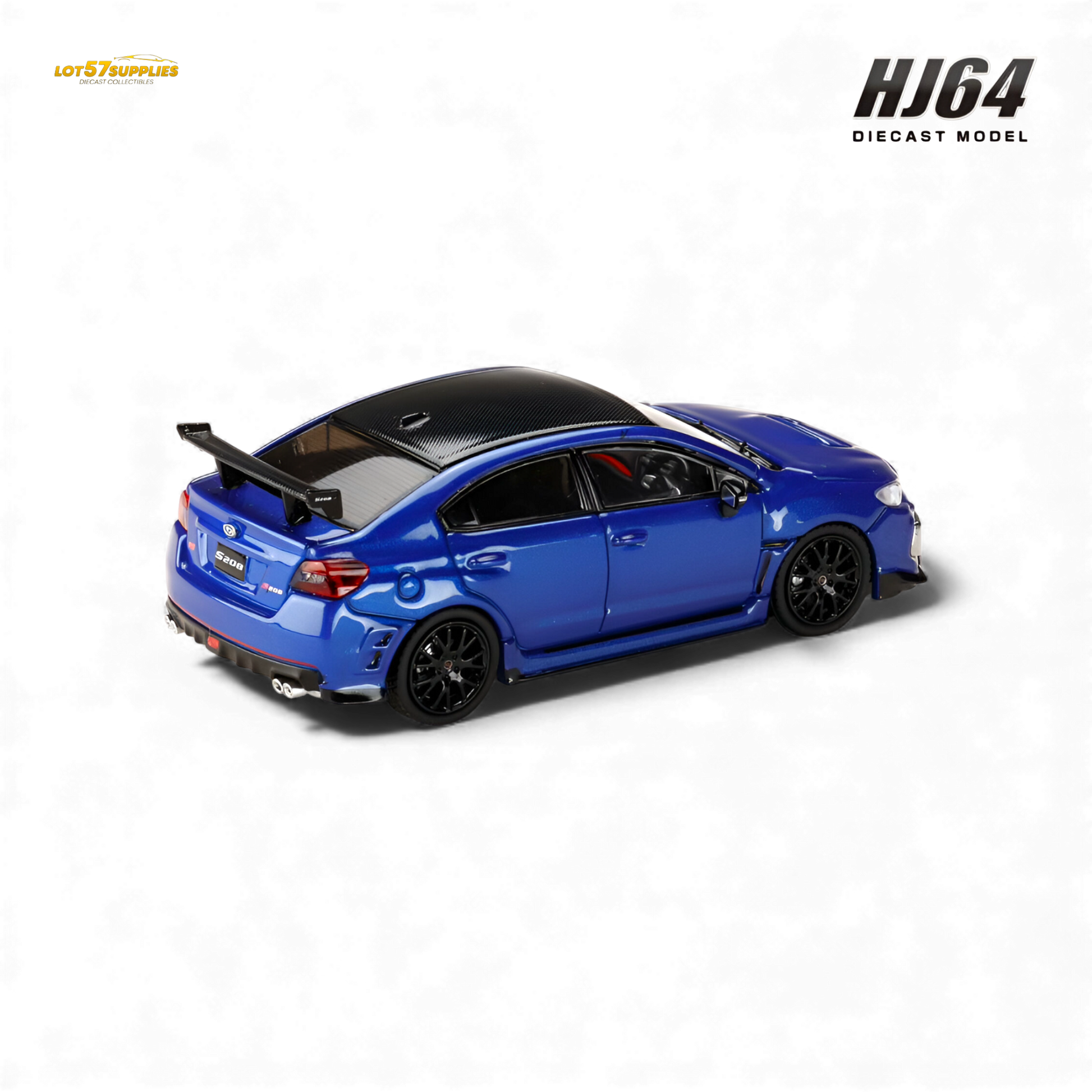Blue Pearl Subaru S208 WR diecast model in 1:64 scale by Hobby Japan, featuring detailed exterior and realistic design.