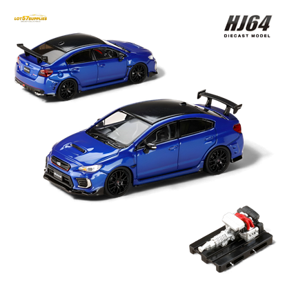 Blue pearl Subaru S208 diecast model by Hobby Japan, 1:64 scale, featuring detailed exterior and sporty design.
