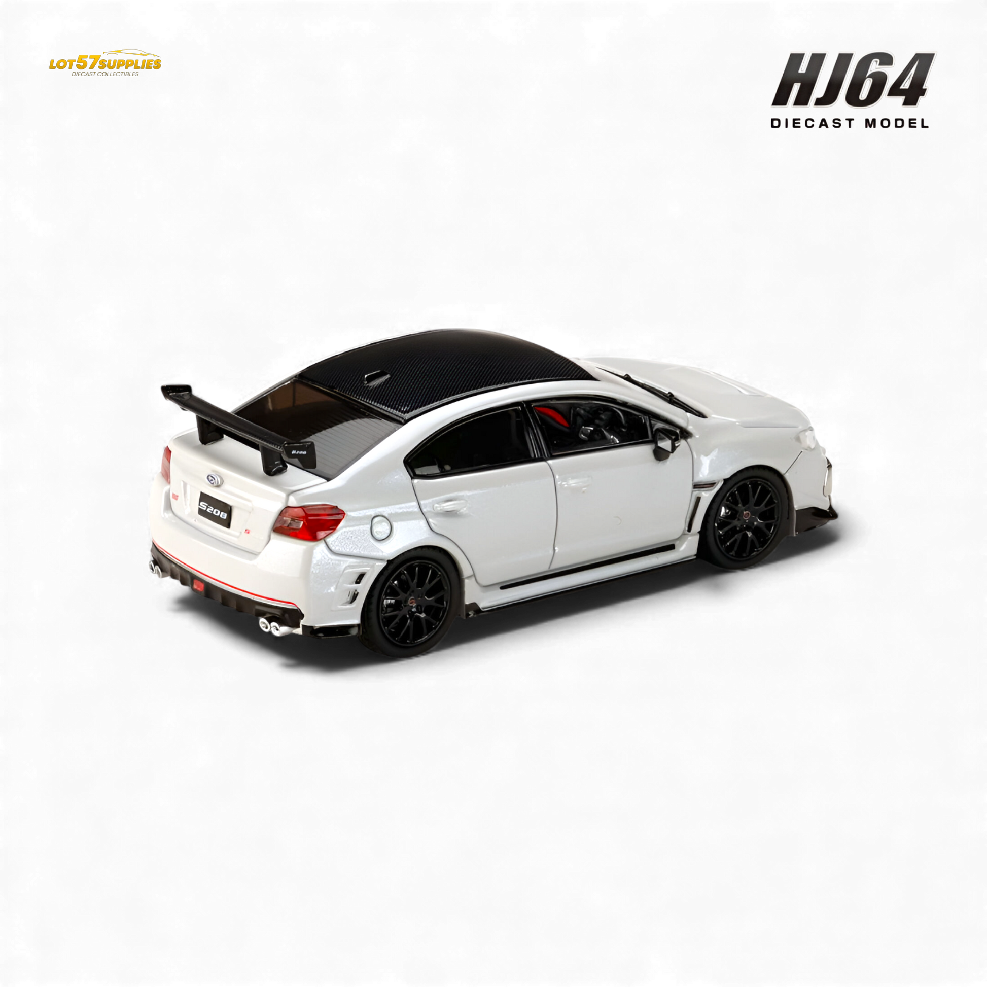 Miniature Subaru S208 NBR Challenge diecast model in 1:64 scale from Hobby Japan, detailed silver and black finish.