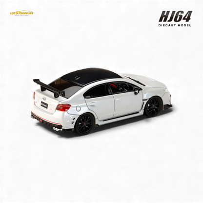 Miniature Subaru S208 NBR Challenge diecast model in 1:64 scale from Hobby Japan, detailed silver and black finish.
