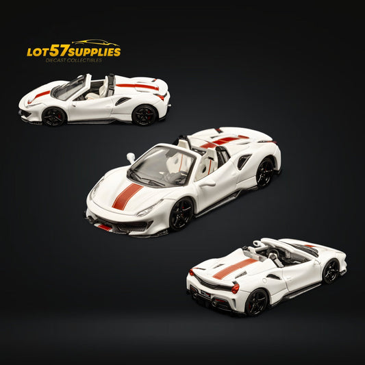 TPC Ferrari 488 Roadster Pearl White 1:64 - Evergreen Kings