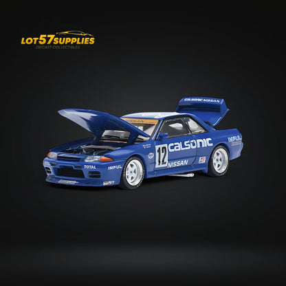 Diecast Nissan Skyline GT-R R32 JTC 1990 Calsonic #12 model car in 1:64 scale by Lot57Supplies Diecast Shop