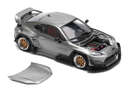 Toyota Pandem GR86 Silver Metallic 1/64 Diecast Model Car by Pop Race