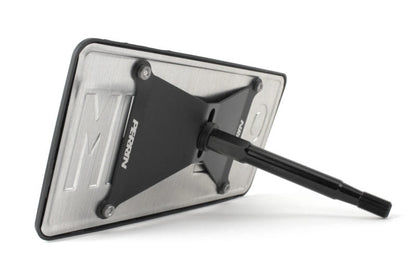 JDMuscle Perrin front license plate holder and relocation kit for 2022-2025 Subaru WRX, showing the mounted plate on the vehicle.