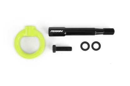 PERRIN neon yellow front tow hook for Subaru WRX, BRZ, Scion FR-S, and Toyota 86