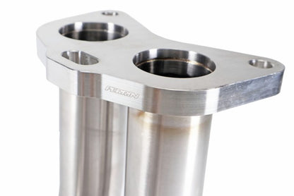 Brushed stainless steel Perrin 19-25 WRX equal length exhaust headers with smooth bends and polished finish, designed for improved performance.