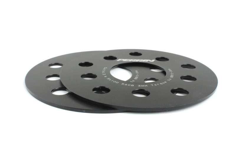 JDMuscle black 3mm wheel spacers for Subaru WRX, STI, Outback, Legacy, and Forester models, shown installed on the vehicle.