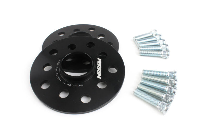 Black PERRIN 7mm wheel spacers for Subaru WRX, STI, Outback, Legacy, and Forester, compatible with JDMuscle PSP-WHL-107BK.