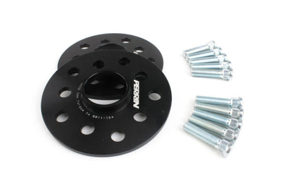 Black PERRIN 7mm wheel spacers for Subaru WRX, STI, Outback, Legacy, and Forester, compatible with JDMuscle PSP-WHL-107BK.