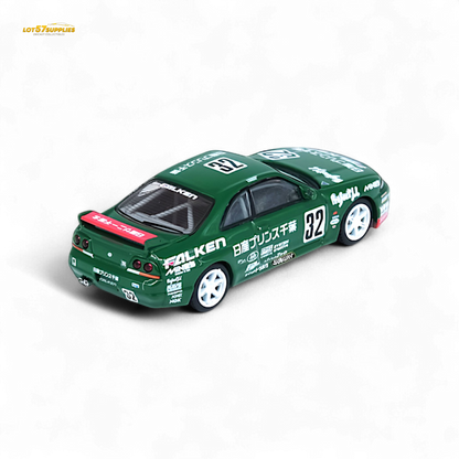 Diecast Nissan Skyline GT-R R33 #32 Falken 1:64 scale model by Lot57Supplies Diecast Shop, detailed front view of the car.
