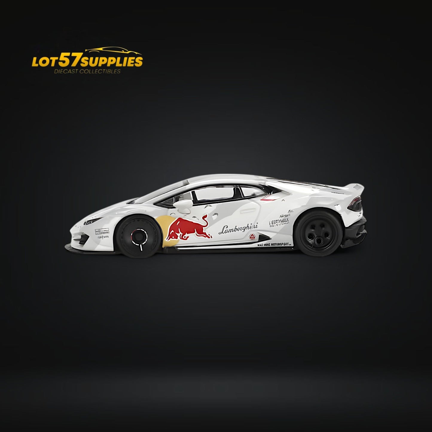 Mini-GT Lamborghini Huracan LB Works Ver. 2 diecast model in 1:64 scale, featuring detailed design and vibrant yellow color.