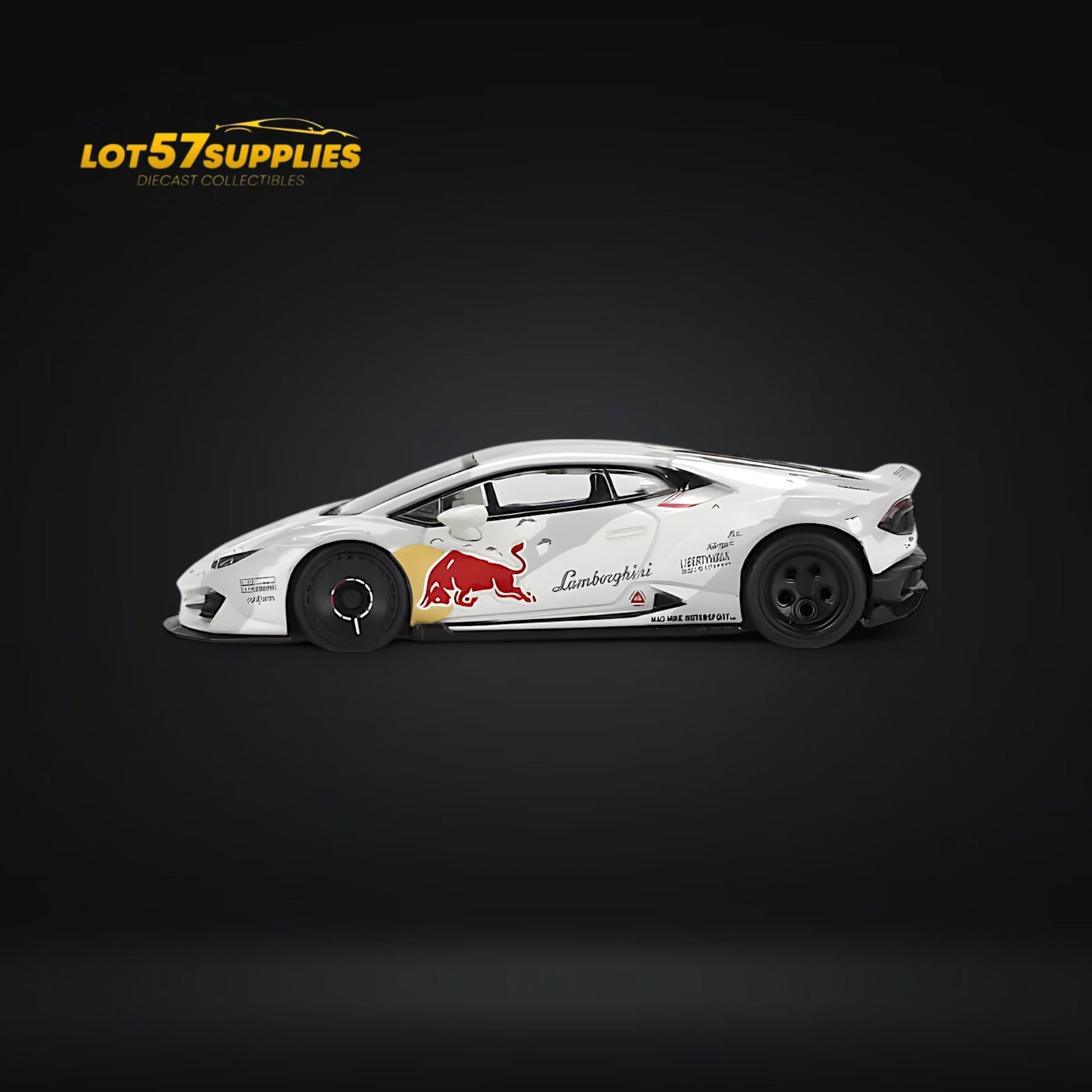 Mini-GT Lamborghini Huracan LB Works Ver. 2 diecast model in 1:64 scale, featuring detailed design and vibrant yellow color.