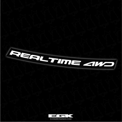 Real-time AWD Honda Element decal sticker on rear window, made of premium vinyl, by Evergreen Kings.