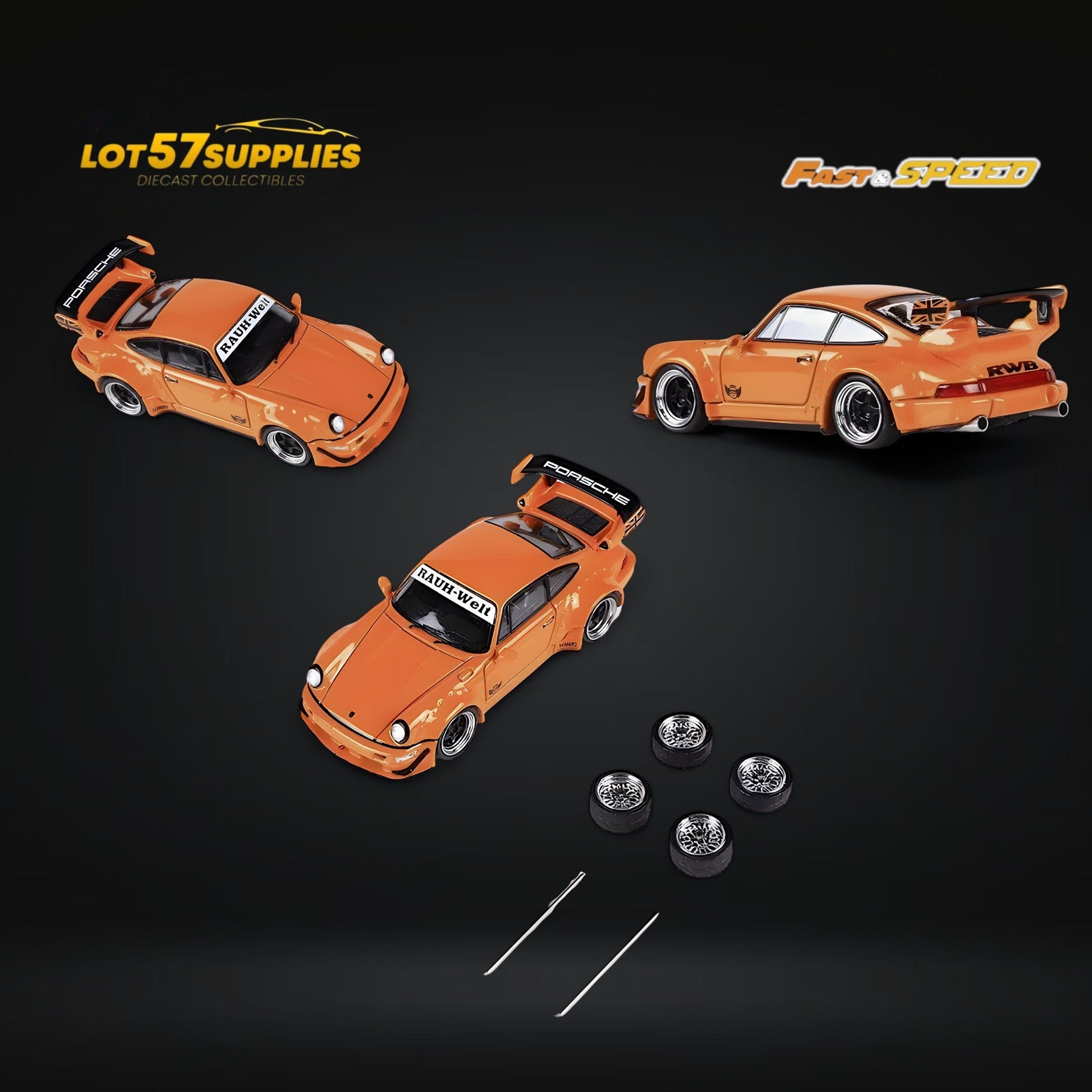 Fast Speed Porsche 964 RWB Widebody Orange 1:64 - Evergreen Kings
