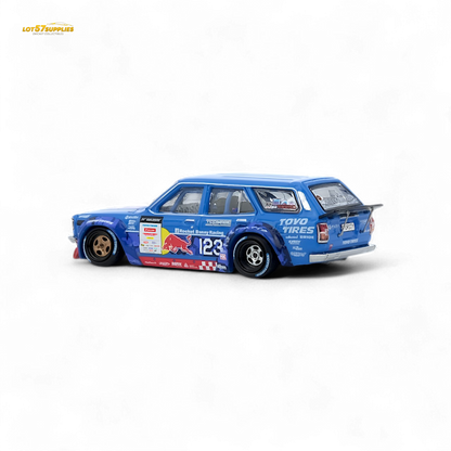 Diecast Mazda RX3 Station Wagon model by Inno64 in 1:64 scale, detailed silver Mazda car with black wheels.
