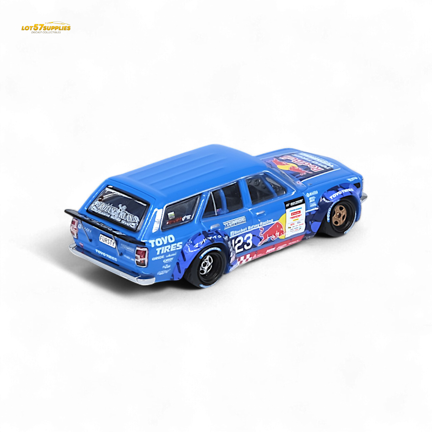 Diecast Mazda RX3 Station Wagon model in 1:64 scale by Lot57Supplies Diecast Shop, detailed silver Mazda car.