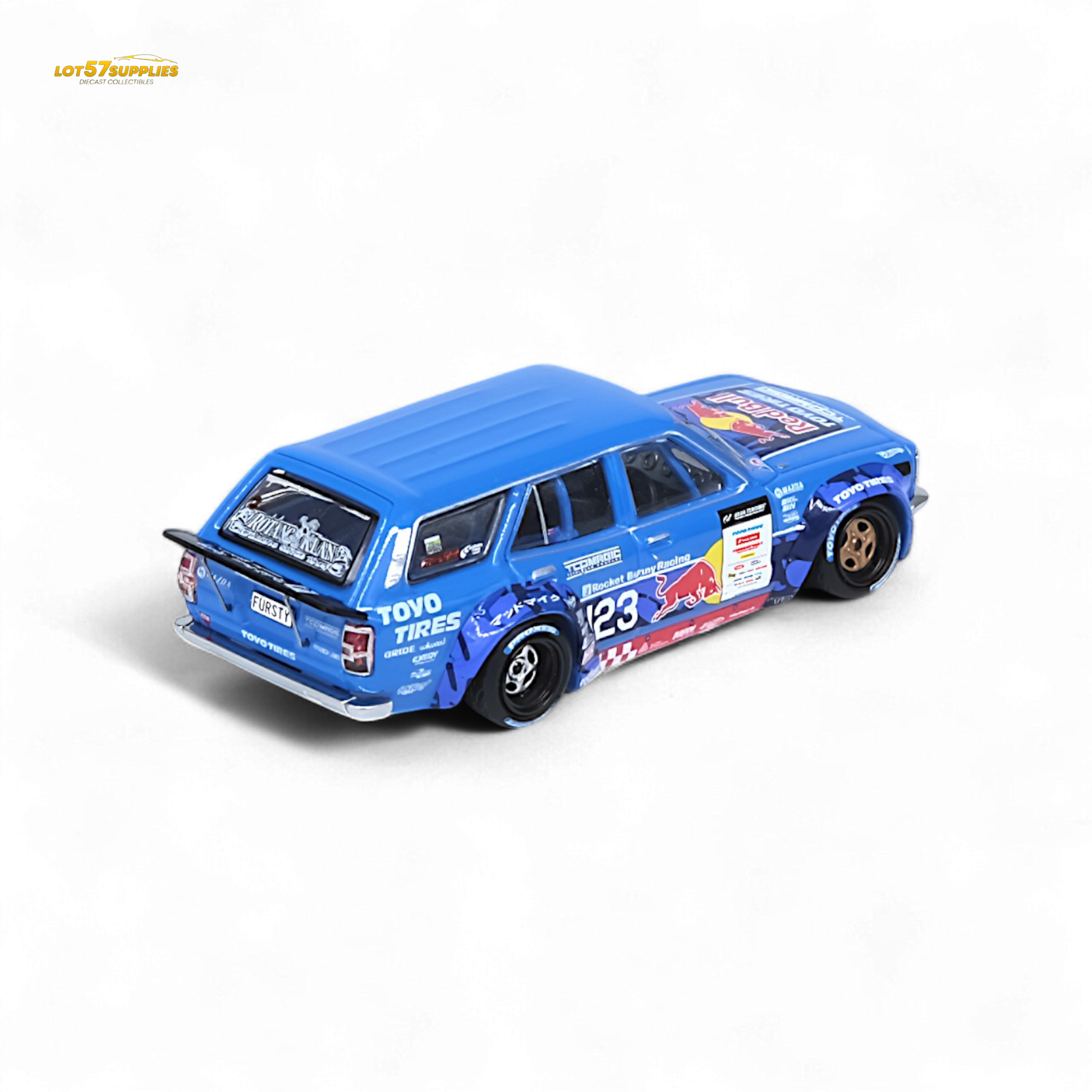 Diecast Mazda RX3 Station Wagon model in 1:64 scale by Lot57Supplies Diecast Shop, detailed silver Mazda car.