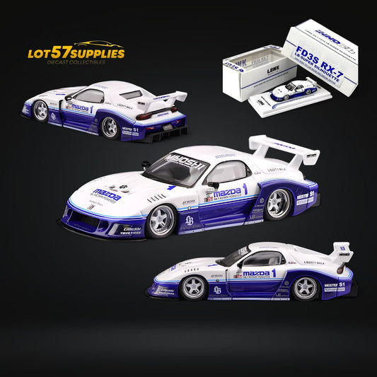 Inno64 Mazda RX-7 LBWK FD3S Blue-White 1:64 - Evergreen Kings