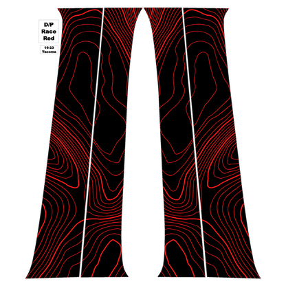 Red vinyl Topo B Pillar overlays for 2016-2023 Toyota Tacoma double cab, exterior vehicle accessories by StickerFab.