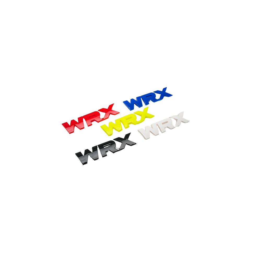 Racing Art WRX grille emblem by JDMuscle with multiple color options, designed for 2008-2014 Subaru WRX vehicles.