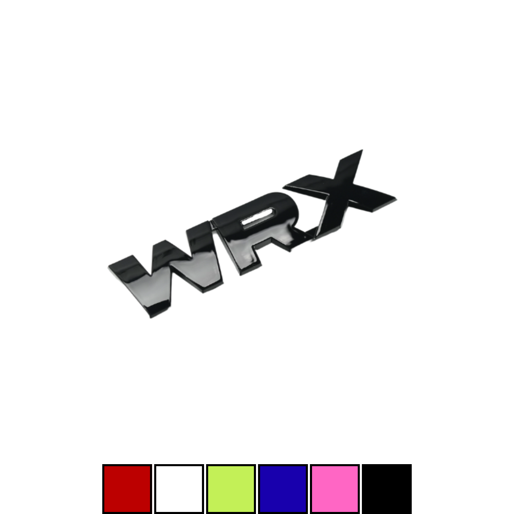 JDMuscle Racing Art WRX grille emblem with multiple color options, designed for Subaru WRX models 2008-2014, universal fit.