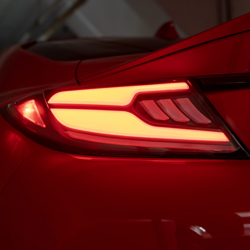 OLM Raiden LED tail lights in clear and red for 2022+ Subaru BRZ and Toyota GR86